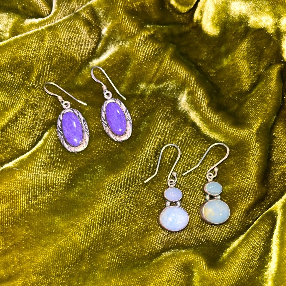 Sterling silver real gemstone earrings